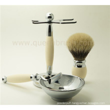 Luxurious High-End Man Care Silicone Shaving Brush Kit with Best Badger Hair
